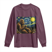 Bigfoot Blowing Dandelion Starry Night Long Sleeve Shirt Cryptid Mythical Creature National Park Monster Gift