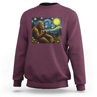 Bigfoot Blowing Dandelion Starry Night Sweatshirt Cryptid Mythical Creature National Park Monster Gift