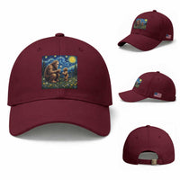Bigfoot Blowing Dandelion Starry Night Baseball Cap Sasquatch Dad Fathers Day Father Son Matching