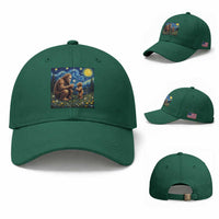 Bigfoot Blowing Dandelion Starry Night Baseball Cap Sasquatch Dad Fathers Day Father Son Matching