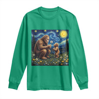 Bigfoot Blowing Dandelion Starry Night Long Sleeve Shirt Sasquatch Dad Fathers Day Father Son Matching
