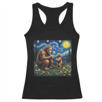 Bigfoot Blowing Dandelion Starry Night Racerback Tank Top Sasquatch Dad Fathers Day Father Son Matching
