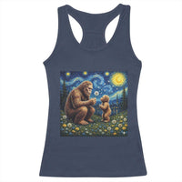 Bigfoot Blowing Dandelion Starry Night Racerback Tank Top Sasquatch Dad Fathers Day Father Son Matching