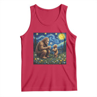 Bigfoot Blowing Dandelion Starry Night Tank Top Sasquatch Dad Fathers Day Father Son Matching