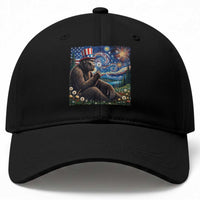 Bigfoot Blowing Dandelion Baseball Cap Sasquatch Van Gogh Starry Night 4th of July