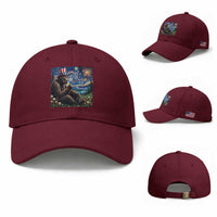 Bigfoot Blowing Dandelion Baseball Cap Sasquatch Van Gogh Starry Night 4th of July