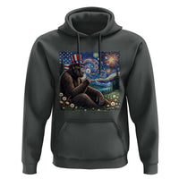 Bigfoot Blowing Dandelion Hoodie Sasquatch Van Gogh Starry Night 4th of July