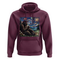 Bigfoot Blowing Dandelion Hoodie Sasquatch Van Gogh Starry Night 4th of July