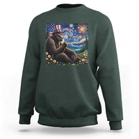 Bigfoot Blowing Dandelion Sweatshirt Sasquatch Van Gogh Starry Night 4th of July