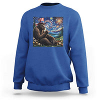 Bigfoot Blowing Dandelion Sweatshirt Sasquatch Van Gogh Starry Night 4th of July