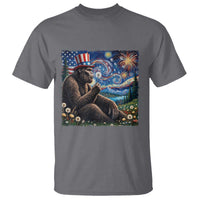 Bigfoot Blowing Dandelion T Shirt Sasquatch Van Gogh Starry Night 4th of July