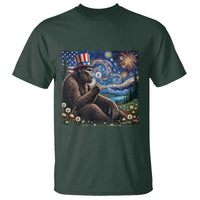 Bigfoot Blowing Dandelion T Shirt Sasquatch Van Gogh Starry Night 4th of July