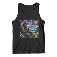 Bigfoot Blowing Dandelion Tank Top Sasquatch Van Gogh Starry Night 4th of July