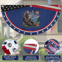 Bigfoot Blowing Dandelion Patriotic Fan Flag Sasquatch Van Gogh Starry Night 4th of July
