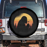 Bigfoot Blowing Dandelion Spare Tire Cover Retro Sunset Forest
