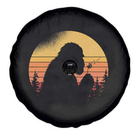 Bigfoot Blowing Dandelion Spare Tire Cover Retro Sunset Forest