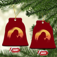 Bigfoot Blowing Dandelion Ceramic Ornament Retro Sunset Forest