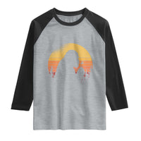 Bigfoot Blowing Dandelion Raglan Shirt Retro Sunset Forest
