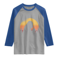 Bigfoot Blowing Dandelion Raglan Shirt Retro Sunset Forest