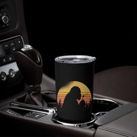 Bigfoot Blowing Dandelion Tumbler Cup Retro Sunset Forest