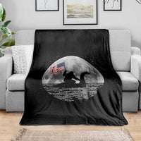 Bigfoot Loch Ness Monster 4th of July Throw Blanket Funny Cryptid Moon Night
