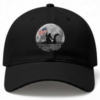 Bigfoot Loch Ness Monster 4th of July Baseball Cap Funny Cryptid Moon Night