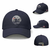 Bigfoot Loch Ness Monster 4th of July Baseball Cap Funny Cryptid Moon Night