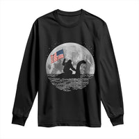Bigfoot Loch Ness Monster 4th of July Long Sleeve Shirt Funny Cryptid Moon Night