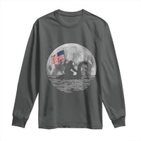 Bigfoot Loch Ness Monster 4th of July Long Sleeve Shirt Funny Cryptid Moon Night