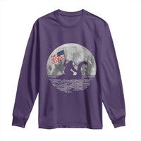 Bigfoot Loch Ness Monster 4th of July Long Sleeve Shirt Funny Cryptid Moon Night
