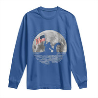 Bigfoot Loch Ness Monster 4th of July Long Sleeve Shirt Funny Cryptid Moon Night