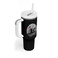 Bigfoot Loch Ness Monster 4th of July Tumbler With Handle Funny Cryptid Moon Night