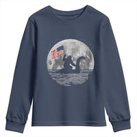 Bigfoot Loch Ness Monster 4th of July Youth Sweatshirt Funny Cryptid Moon Night