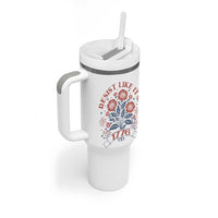 Resist Like its 1776 Tumbler With Handle Vintage Boho Floral Subtle 250th Anniversary