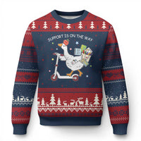 Special Education SPED Teacher Goose Scooter Ugly Christmas Sweater Support Is On The Way