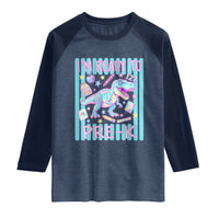 Funny Dinosaur First Day of School Pre-k Kindergarten Raglan Shirt I'm Ready To Pre K