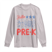 First Day of Pre-K Boys Girls Toddler Preschool Patriotic US Long Sleeve Shirt