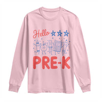 First Day of Pre-K Boys Girls Toddler Preschool Patriotic US Long Sleeve Shirt