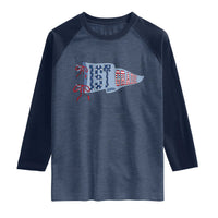 1st Grade Teacher Pennant US Flag Back to School Raglan Shirt