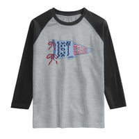 1st Grade Teacher Pennant US Flag Back to School Raglan Shirt