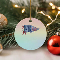 4th Grade Teacher Pennant US Flag Back to School Ceramic Ornament