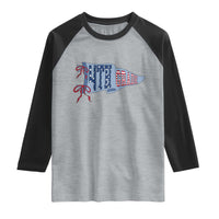 4th Grade Teacher Pennant US Flag Back to School Raglan Shirt