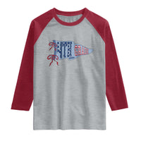4th Grade Teacher Pennant US Flag Back to School Raglan Shirt