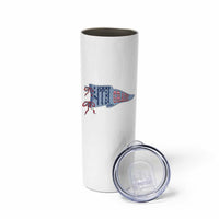 4th Grade Teacher Pennant US Flag Back to School Skinny Tumbler