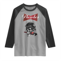 Plumber Plumbing Skull Raglan Shirt King Of Trades - Wonder Print Shop