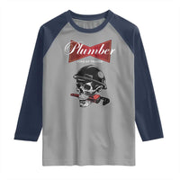 Plumber Plumbing Skull Raglan Shirt King Of Trades - Wonder Print Shop