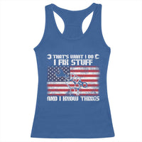 Patriotic Mechanic American Flag Car Repairman Racerback Tank Top - Wonder Print Shop