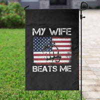 Funny Husband Sarcastic Garden Flag American Flag My Wife Beats Me - Wonder Print Shop