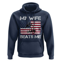 Funny Husband Sarcastic Hoodie American Flag My Wife Beats Me - Wonder Print Shop
