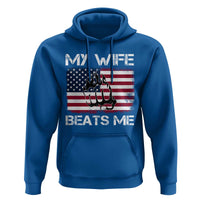 Funny Husband Sarcastic Hoodie American Flag My Wife Beats Me - Wonder Print Shop